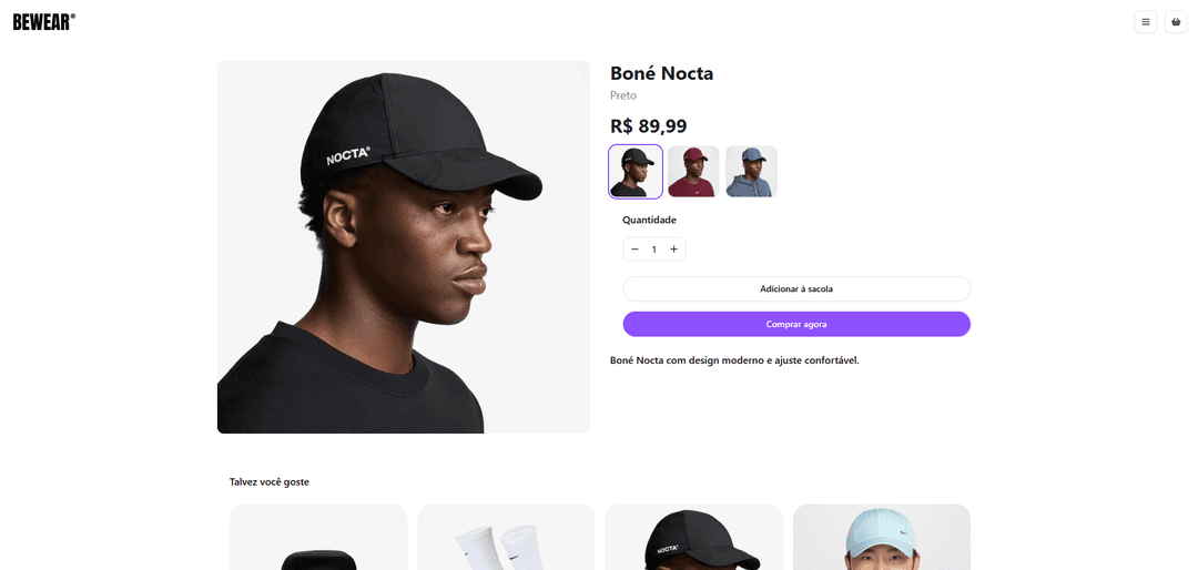 Thumbnail do projeto Bewear E-commerce